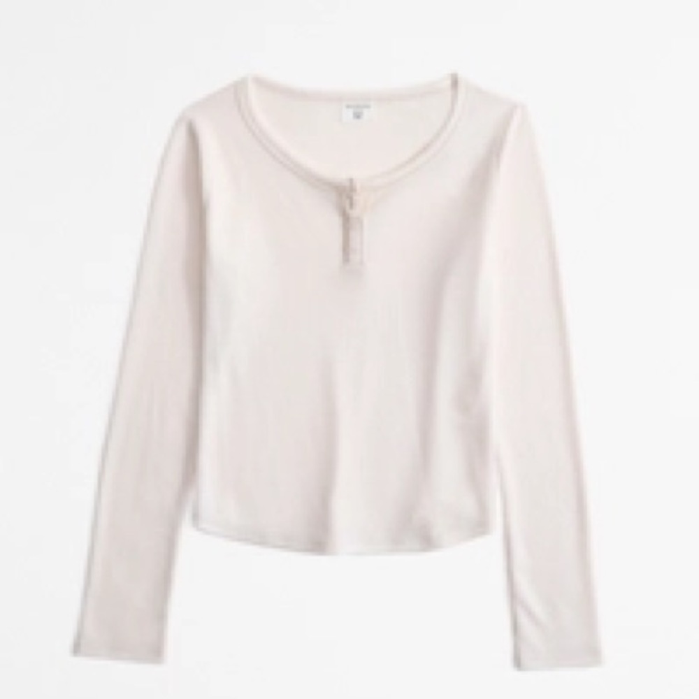 Abercrombie kids Cream Waffle Knit Henley Top